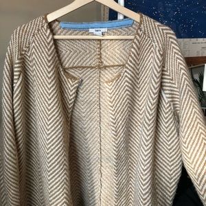 Bar III knitted beige and white cardigan